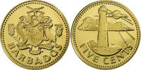 Barbados 5 Cents Franklin Mint, PP, Messing, STGL, KM:11 -