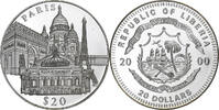 Liberia 20 Dollars Paris, PP, Silber, STGL -