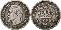 Frankreich 20 Centimes Napoleon III, Strasbourg, Silber, S, Gadoury:309 -