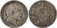 Großbritannien 6 Pence Edward VII, British Royal Mint, Silvered bronze -