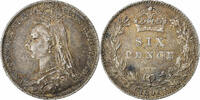 Großbritannien 6 Pence Victoria, British Royal Mint, Silber, S+ -