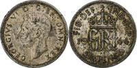 Großbritannien 6 Pence George VI, British Royal Mint, Silber, S -