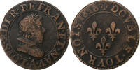 Frankreich Double Tournois Louis XIII, Paris, Kupfer, S+ -