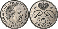 Monaco 5 Francs Rainier III, Pessac, Kupfer-Nickel, VZ+ -