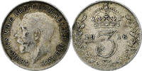 Großbritannien 3 Pence George V, London, Silber, S -