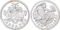 Barbados 10 Dollars Elizabeth II, Franklin Mint, PP, Silber, STGL -