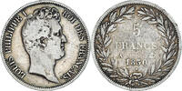 Frankreich 5 Francs Münze, Louis-Philippe, Paris, S+, Silber, KM:736.1 -