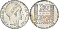 Frankreich 20 Francs Münze, Turin, Paris, UNZ, Silber, KM:879 -
