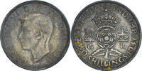 Großbritannien Two Shillings Münze, George VI, SS, Silber, KM:855 -