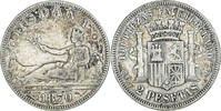 Spanien 2 Pesetas Münze, Provisional Government, Madrid, S+, Silber -