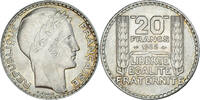 Frankreich 20 Francs Münze, Turin, Paris, VZ, Silber, KM:879 -
