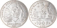 Frankreich 100 Francs Münze, Descartes, UNZ, Silber, KM:996 -