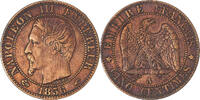 Frankreich 5 Centimes Münze, Napoleon III, Paris, VZ, Bronze, KM:777.1 -