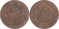 Frankreich 2 Centimes Münze, Napoleon III, Bordeaux, VZ+, Bronze -