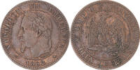 Frankreich 2 Centimes Münze, Napoleon III, Paris, SS+, Bronze -