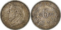 Südafrika 6 Pence Kruger, Pretoria, Silber, SS -