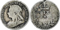 Großbritannien 6 Pence Victoria, London, Silber, SGE+ -