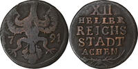 Deutsch Staaten 12 Heller Aachen, Bronze, S -