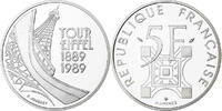 Frankreich 5 Francs Tour Eiffel, MDP, PP, Silber, STGL -