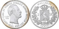 Norwegen Medaille Carl XV, Réplique du 1 Speciedaler de 1861, Silber -