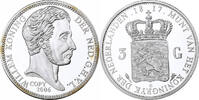 Niederlande Medaille Willem, Réplique de 3 Gulden 1817, Silber, PP -