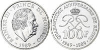 Monaco 100 Francs Rainier III, 40e Anniversaire de règne, MDP, Silber -