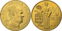 Monaco 20 Centimes Rainier III, MDP, Série BU, Aluminum-Bronze, STGL -