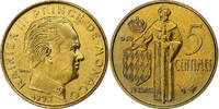 Monaco 5 Centimes Rainier III, MDP, Série BU, Aluminum-Bronze, STGL -
