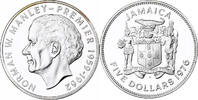 Jamaica 5 Dollars Norman W. Manley, Franklin Mint, PP, Silber, STGL -