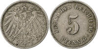 Deutschland 5 Pfennig Wilhelm II, Stuttgart, Kupfer-Nickel, SS -
