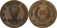 Frankreich 10 Centimes Ballon monté, Paris, Specimen, Bronze, SS -