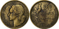 Frankreich 20 Francs Guiraud, Beaumont-Le-Roger, Cupro-Aluminium, S+ -