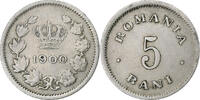 Rumänien 5 Bani Carol I, Brussels, Kupfer-Nickel, S+, KM:28 -