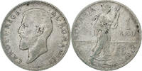 Rumänien 1 Leu Carol I, Brussels, Silber, S+, KM:42 -