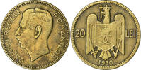 Rumänien 20 Lei Carol II, London, Nickel brass, S+, KM:51 -