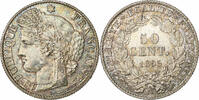 Frankreich 50 Centimes Cérès, Paris, Silber, VZ, Gadoury:419a -
