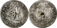 Österreich 3 Kreuzer Leopold I, Hall, Silber, S+, KM:1245 -