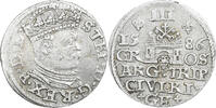 Duchy of Livonia 3 Gröscher Stephen Báthory, Riga, Silber, S+ -