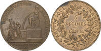 Frankreich 5 Décimes Paris, Bronze, SS+, Gadoury:390 -