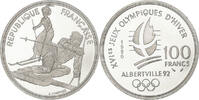 Frankreich 100 Francs Albertville - Slalom Skiing, MDP, PP, Silber, UNZ -