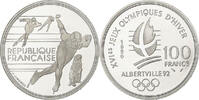 Frankreich 100 Francs Albertville - Speed Skating, MDP, PP, Silber, UNZ -