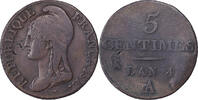 Frankreich 5 Centimes Dupré, Paris, Kupfer, S, Gadoury:124 -