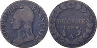 Frankreich 1 Décime Dupré, Paris, Kupfer, S, Gadoury:184 -