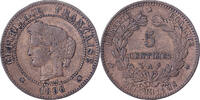Frankreich 5 Centimes Cérès, Paris, Torche, Bronze, SS, Gadoury:157a -