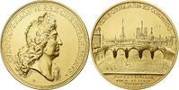 Frankreich Medaille Louis XIV, Le Pont Royal à Paris, Gilt Bronze, Molart, VZ -