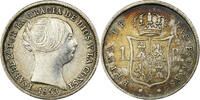 Spanien 1 Réal Isabel II, Seville, Silber, SS+, KM:598.3 -