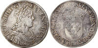 Frankreich Écu à la mèche longue Louis XIV, Paris, Silber, S+ -