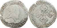 Frankreich 1/2 Franc au col plat Henri III, Troyes, Silber, S -