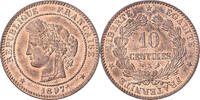 Frankreich 10 Centimes Cérès, Paris, Bronze, UNZ, Gadoury:265a -