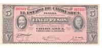 State of Chihuahua 5 Pesos Geldschein, Mexico - Revolutionary, 01/1915, KM:S532c, UNZ -